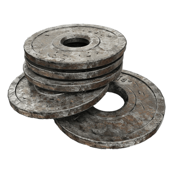 A Stack of Old Rusty Weight Plates for Weightlifting and Fitness png