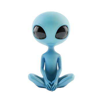 Captivating Blue Skinned Extraterrestrial Character with Minimalist Aesthetic in Outer Space png