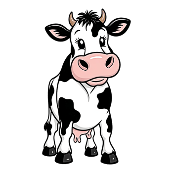cartoon cow on transparent background png