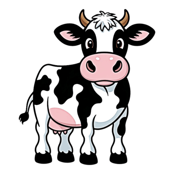 cartoon cow on transparent background design png