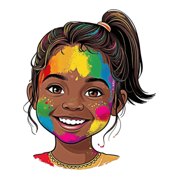 a girl with colorful paint on her face png