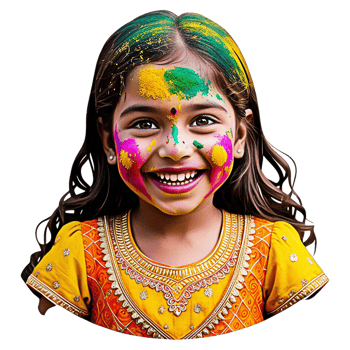 a girl with colorful paint on her face transparent background png