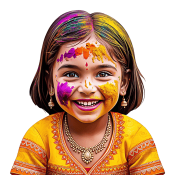 happy holi girl transparent background, girl with colored face, girl with colored face transparent background png