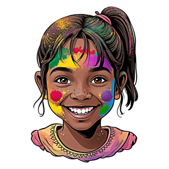 Girl with colorful paint on her face transparent background png