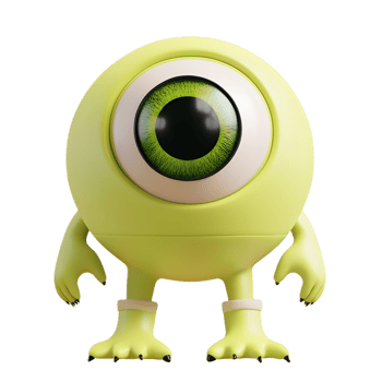 Adorable Kawaii Cyclops Alien with Oversized Green Eye png
