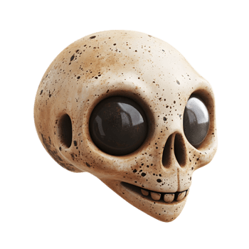 Alien Skull Fossil Specimen Mysterious Extraterrestrial Relic Discovered in Prehistoric Dig Site png