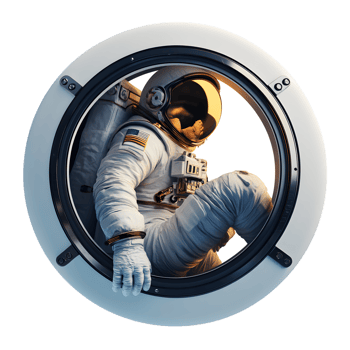 Astronaut Gazing Through Spacecraft Window During Space Mission png