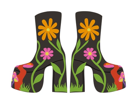 Retro 70s platform boots isolated on white vector