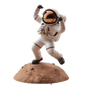 Energetic Astronaut Dancing Victoriously on the Martian Landscape png