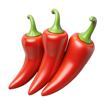 Vivid Red Chili Peppers Trio Displayed on Transparant Background png