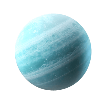 Tilted Gaseous Planet with Icy Atmosphere and Swirling Storms in Cosmic Space png