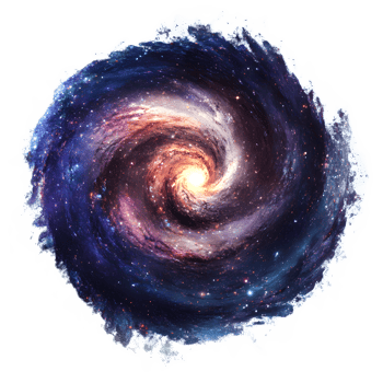Swirling Cosmic Spiral Galaxy in Vibrant Digital Artwork png