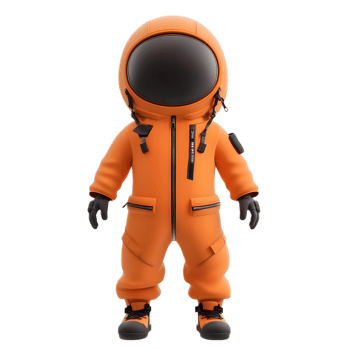 Kawaii Astronaut Wearing Vibrant Orange Space Suit for and Adventure png