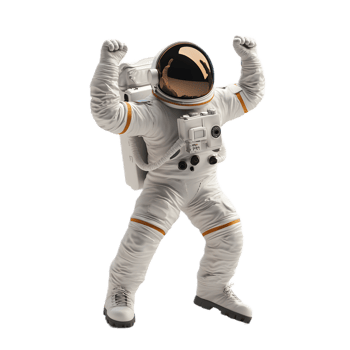 Intrepid Astronaut Celebrates Otherworldly Dance on Alien Terrain png
