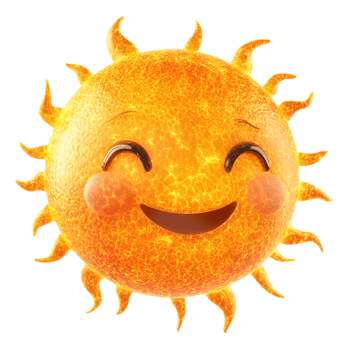 Smiling Sun with Vibrant Solar Flares Shining Brightly png