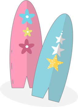 Summer vacation on the beach. Surfboard illustration png