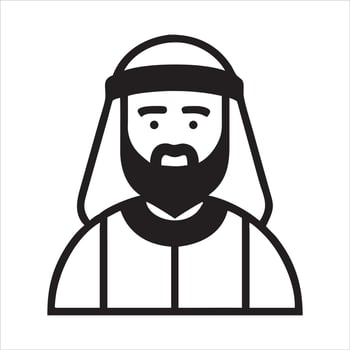 Muslim man in traditional attire, Arab man icon, illustration. vector