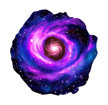Vibrant purple swirling galaxy painting transparent image. Cosmic dust with scattered stars isolated cutout. Celestial vortex glowing core. Deep space cut out clipart design element png