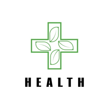medical health logo design concept with leaf icon vector