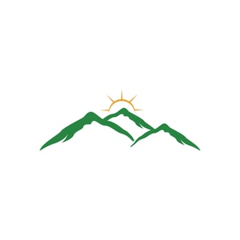 green mountain sun logo design creative concept vector