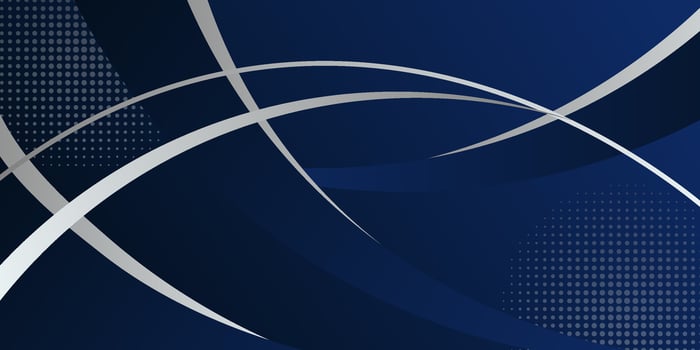 Dark blue abstract geometric 3D background. Blue elements with curved gradient pattern and white lines. Dynamic shapes composition. Eps10 vector