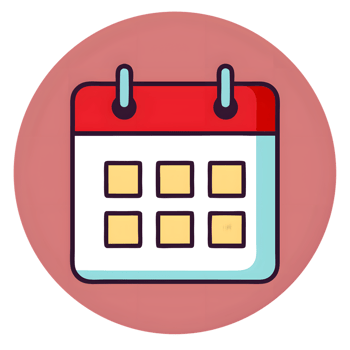 Vibrant calendar icon on a circular background for reminders and scheduling png