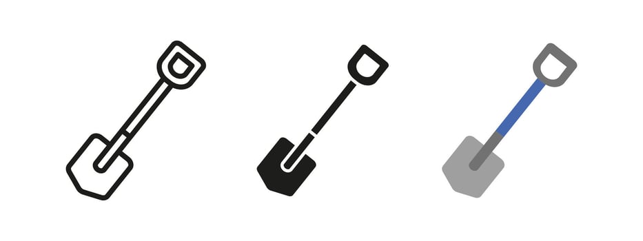 Shovel icon. Gardening and construction tool illustration. Used for digging, landscaping and soil work. Essential equipment for farming, outdoor labor and excavation projects. vector