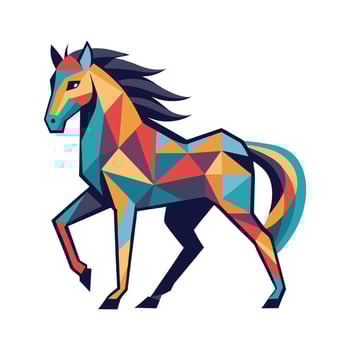 Colorful geometric horse illustration. Polygonal horse silhouette. Flat style illustration. vector