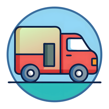 Stylized Illustration of Delivery Truck with Circular Background Design png