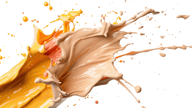 Vibrant Paint Splash in Shades of Yellow and Beige Captured on Black Background for Creative Visual Projects png