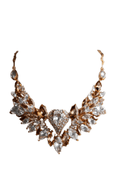 Elegant and Sparkling Necklace with Clear Gems and Intricate Design for Fashion Accessories and Jewelry Photography png