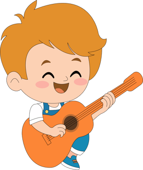 A cartoon boy playing the guitar png