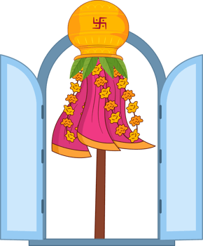 decorative gudi in house window for marathi new year festival gudi padw png