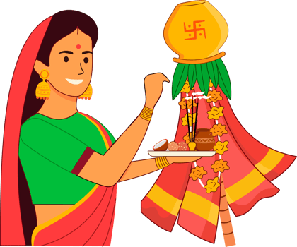 Women celebrating Gudi Padwa with puja thali marathi new year festival png
