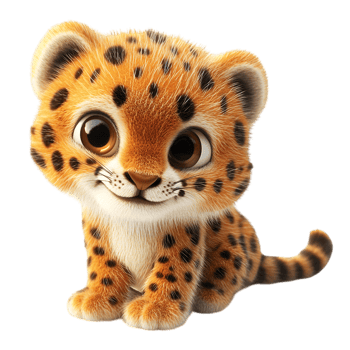 Cartoon Leopard Cub Sitting png