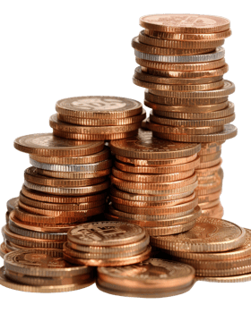 Stacked Coins in Various Shades Displaying Wealth and Financial Abundance, Close-Up of Currency for Economic Use png