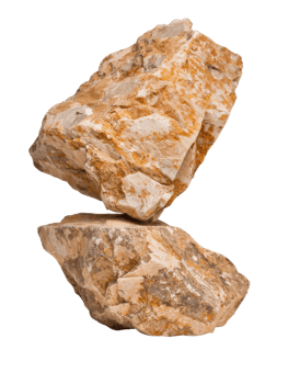 Balanced Natural Rock Formation with Unique Textures and Earthy Tones on a White Background png