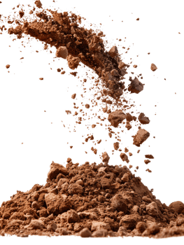 Powdered substance exploding in mid-air with fine particles scattering around in a dynamic, artistic splash display png