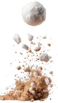 Dynamic Explosion of White Powder and Dirt Against a Dark Background Capturing Motion and Energy in a Dramatic Scene png
