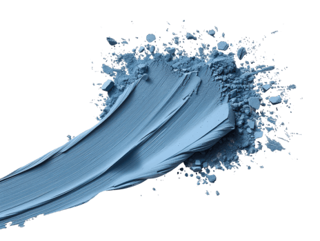Blue paint smear and powder on white background for creative design and artistic projects or backgrounds png