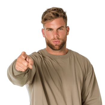 Confident Young Man Pointing Directly at the Camera with Determined Expression in Casual Clothing png