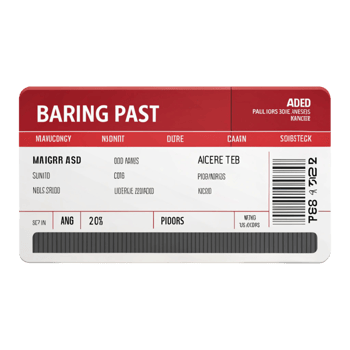 3D illustration of a generic airline boarding pass with blue and red highlights for travel documentation concept png
