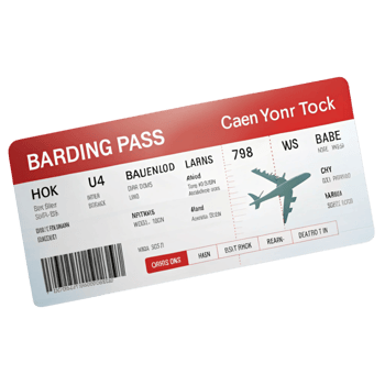 Modern boarding pass design featuring travel data, barcode, and airline branding for travel and transportation themes png