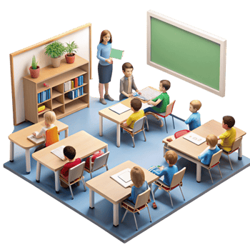 Engaged students and teacher in classroom environment focusing on education, collaboration, and academic discussions png