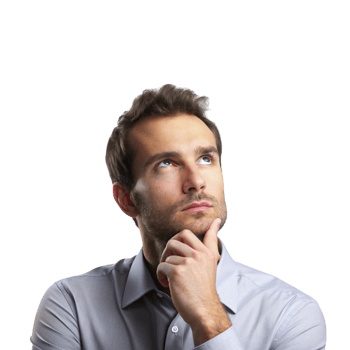 Conceptual business imagery of innovation, showcasing a thinking man with symbolic machinery above his head png