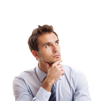 Creative conceptual image of a man thinking, with vibrant cogs and gears representing critical thinking and ideas png