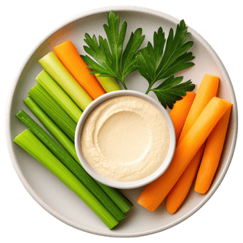 Free Isolated Food and Beverage on Transparent Background Fresh vegetables with dip, perfect for snacks and healthy eating png