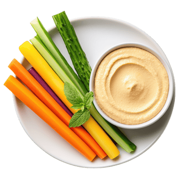Free Isolated Food and Beverage on Transparent Background Fresh vegetables and creamy dip, perfect for snacks and gatherings png