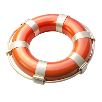 Modern life saving flotation device featuring a sleek red and white design for maritime safety applications png