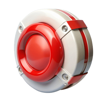 High quality red and white fuse safety device with a modern design on a clean Transparent Background png